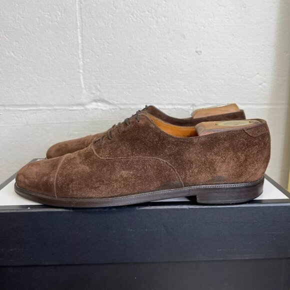 Salvatore Ferragamo Studio Cap Toe Brown Suede Oxford Dress Shoes Mens Size 10 B - Picture 4 of 9